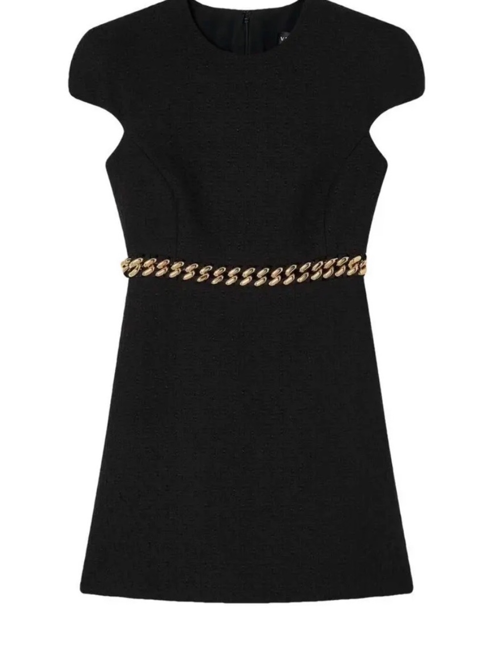 NWT Versace Black Mini Dress with Gold Chain Waist